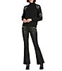 Reba Coordinating Coated Hand Sewn Crystal Jewel Bootcut Jeans, Color:Black - Image 3