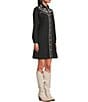 Reba Dakota Point Collar Long Sleeve Embroidered Shirt Dress - Image 3