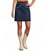 Reba Denim Contrast Piping A-Line Coordianting Skirt - Image 1