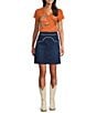Reba Denim Contrast Piping A-Line Coordianting Skirt - Image 3