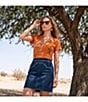 Reba Denim Contrast Piping A-Line Coordianting Skirt - Image 5