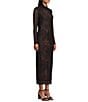 Reba Dustwood Mesh Mock Neck Long Sleeve Midi Sheath Dress, Color:Multi - Image 7