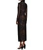 Reba Dustwood Mesh Mock Neck Long Sleeve Midi Sheath Dress, Color:Multi - Image 8
