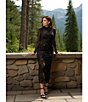 Reba Dustwood Mesh Mock Neck Long Sleeve Midi Sheath Dress, Color:Multi - Image 12