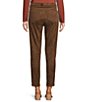 Color:Chocolate - Image 2 - Faux Suede 5-Pocket Skinny Leg Mid Rise Ankle Pants
