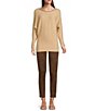 Color:Chocolate - Image 3 - Faux Suede 5-Pocket Skinny Leg Mid Rise Ankle Pants
