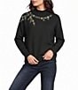 Reba Floral Beading Mock Neck Sweater - Image 1