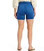 Color:Blue - Image 2 - Frayed Cuff Hem Stretch Mid Rise Denim Shorts