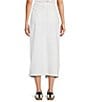 Color:White - Image 2 - Front Slit Denim Midi Skirt