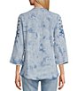 Color:Light Wash - Image 2 - Hailey Chambray Floral Embroidered V-Neck Tunic