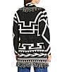 Reba Jacquard Knit Geometric Print Fringe Long Sleeve Open Front Cardigan, Color:Multi - Image 2