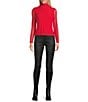 Reba Jeweled Mesh Knit Mock Neck Long Sleeve Tee, Color:Christmas Red - Image 3