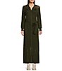 Color:Olive - Image 1 - Long Balloon Sleeve Button Front Pointelle Midi Sweater Dress
