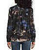 Color:Black Multi - Image 2 - Long Sleeve Tie Dye Point Collar Button Front Shirt