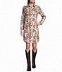 Reba Mesa Toile Point Collar Long Sleeve Shirttail Hem Shirt Dress - Image 1