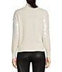 Color:Cream - Image 2 - Mock Ribbed Neck Paillette Sequin Sweater
