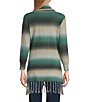 Color:Olive Ombre - Image 2 - Monica Cowl Neck Long Sleeve High-Low Hem Ombre Fringe Sweater