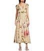 Reba Paige Patchwork Floral V-Neck Cap Sleeve A-Line Maxi Dress, Color:Lacey Floral Patchwork - Image 1