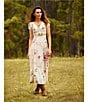 Reba Paige Patchwork Floral V-Neck Cap Sleeve A-Line Maxi Dress, Color:Lacey Floral Patchwork - Image 4
