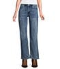 Reba Relaxed Straight Leg Distressed Denim Jeans, Color:Medium Wash - Image 1