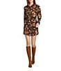 Reba Rodeo Cowboy Print Point Collar Long Sleeve Shirt Dress, Color:Multi - Image 1