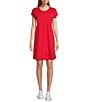 Color:Red - Image 1 - Round Neck Short Sleeve Tee Shirt Dress