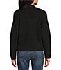 Reba Sage Knit V-Neck Asymmetrical Fringe Long Sleeve Button Down Cardigan, Color:Black - Image 3