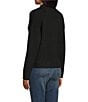 Reba Sage Knit V-Neck Asymmetrical Fringe Long Sleeve Button Down Cardigan, Color:Black - Image 5