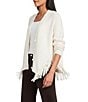 Reba Sage Knit V-Neck Asymmetrical Fringe Long Sleeve Button Down Cardigan, Color:Cream - Image 1