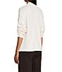 Reba Sage Knit V-Neck Asymmetrical Fringe Long Sleeve Button Down Cardigan, Color:Cream - Image 4