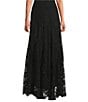 Reba Scalloped Hem Crochet Coordinating A-Line Skirt, Color:Black - Image 1