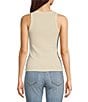 Color:Ivory - Image 2 - Scoop Neck Ribbed Knit Sleevless Tank Top