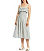 Color:Multi Stripe - Image 1 - Smocked Lurex Stripe Ruffle Square Neck Shoulder Straps Tiered Dress