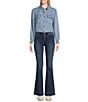 Color:Light Wash - Image 3 - Tencel Western Style Chambray Long Sleeve Button Front Shirt