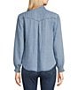 Color:Light Wash - Image 2 - Tencel Western Style Chambray Long Sleeve Button Front Shirt