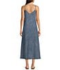 Color:Medium Wash - Image 2 - V-Neck Sleeveless Denim Midi Dress