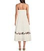 Color:Off White - Image 2 - V-Neck Sleeveless Floral Embroidered Tiered A-Line Dress
