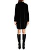 Color:Black - Image 2 - Velvet Point Collar Shirttail Hem Shirt Dress