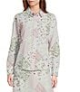 Reba Woven Coordinating Voile Patchwork Print Point Collar Long Sleeve Shirt - Image 2