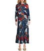 Reba Wyatt Patchwork Coordinating Point Collar Long Sleeve Button Front Shirt, Color:Americana - Image 4