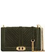 REBECCA MINKOFF Chevron Suede Quilted Love Crossbody Bag, Color:Moss - Image 1