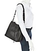 Color:Black - Image 4 - Darren Pebbled Leather Studded Shoulder Bag