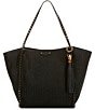 REBECCA MINKOFF Dylan Raffia Shoulder Tassel Tote Bag - Image 1