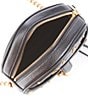 Color:Black - Image 3 - Edie Circle Celestial Stud Leather Crossbody Bag