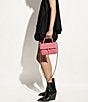 Color:Rose - Image 4 - Edie Straw Top Handle Crossbody Bag