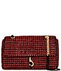 Color:Black/Chili Red - Image 1 - Edie Woven Medium Crossbody Bag