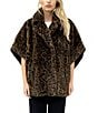 REBECCA MINKOFF Faux Fur Leopard Notch Collar Sleeveless Snap Front Capelet Jacket, Color:Leopard - Image 1