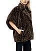 REBECCA MINKOFF Faux Fur Leopard Notch Collar Sleeveless Snap Front Capelet Jacket, Color:Leopard - Image 3