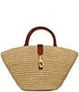 REBECCA MINKOFF Megan Mini Fan Straw Dog Clip Tote Bag, Color:Natural/Tawny - Image 1