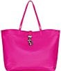 Color:Hot Pink - Image 1 - Megan Nylon Gunmetal Hardware Tote Bag